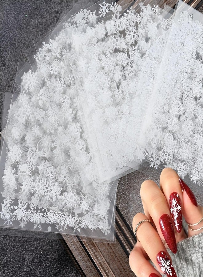 SPLOCUDU 30 Sheets Christmas Nail Art Stickers Decals 3D Self-Adhesive Snowflake Nail Stickers White Snowmen Santa Claus Elk Nail Supplies New Year DIY Nail Decals - Image 2